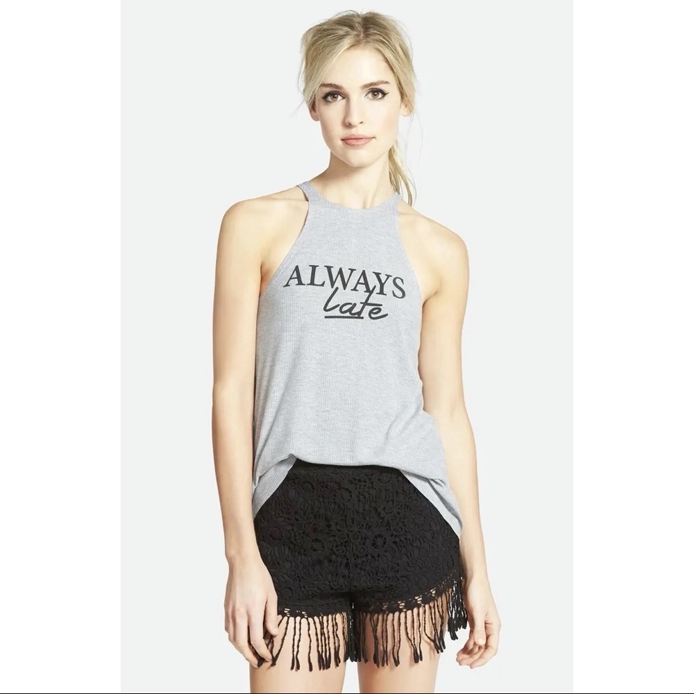 Maddison Berkeley Always Late' Ribbed Tank SZ XS